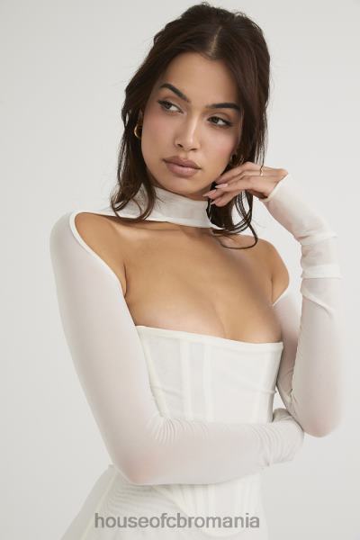 îmbrăcăminte House of CB rochie midi corset din plasă albă milarose X4F68484