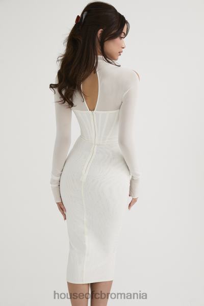 îmbrăcăminte House of CB rochie midi corset din plasă albă milarose X4F68484
