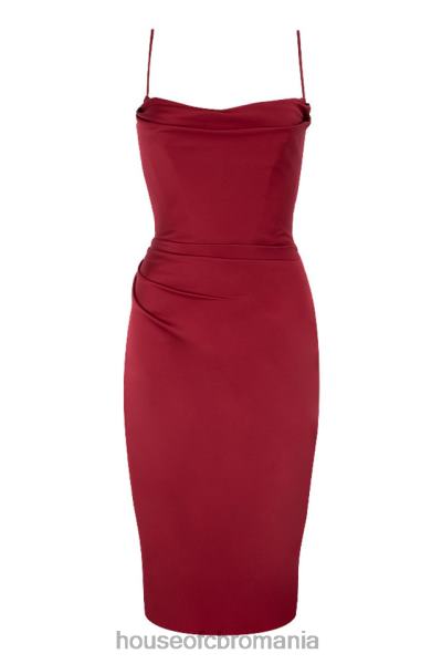 îmbrăcăminte House of CB rochie midi corset din satin anja wine X4F68599