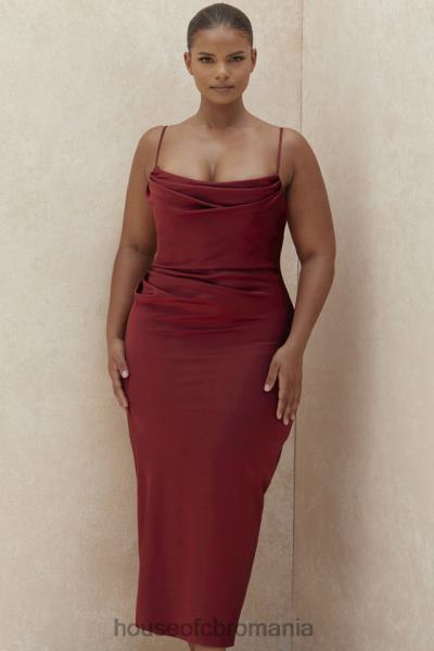 îmbrăcăminte House of CB rochie midi corset din satin anja wine X4F68599