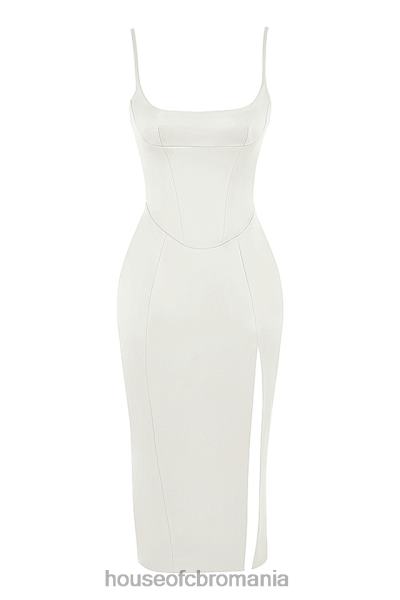 îmbrăcăminte House of CB rochie midi corset din satin ivoire casimira X4F68522