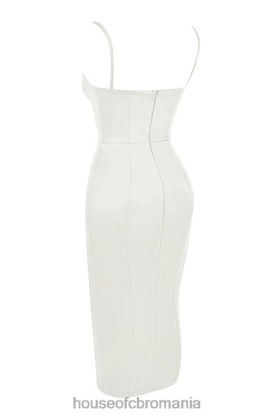 îmbrăcăminte House of CB rochie midi corset din satin ivoire casimira X4F68522