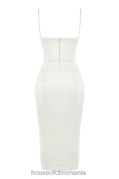 îmbrăcăminte House of CB rochie midi corset din satin ivoire casimira X4F68522