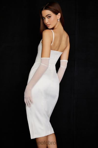 îmbrăcăminte House of CB rochie midi corset din satin ivoire casimira X4F68522
