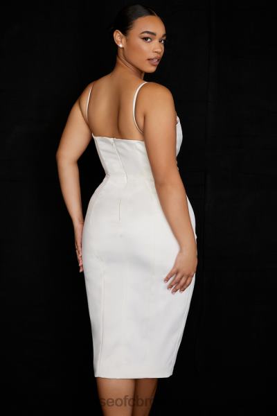 îmbrăcăminte House of CB rochie midi corset din satin ivoire casimira X4F68522