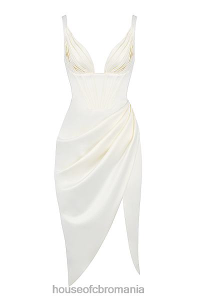 îmbrăcăminte House of CB rochie midi corset din satin ivoire faye X4F68562
