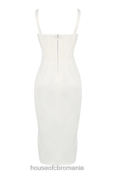 îmbrăcăminte House of CB rochie midi corset din satin ivoire faye X4F68562