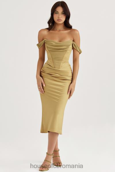 îmbrăcăminte House of CB rochie midi corset din satin natalya olive X4F68459