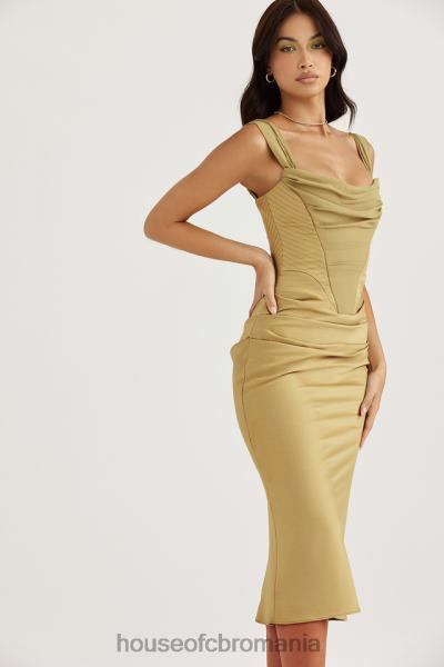 îmbrăcăminte House of CB rochie midi corset din satin natalya olive X4F68459