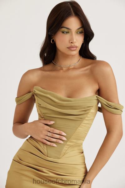 îmbrăcăminte House of CB rochie midi corset din satin natalya olive X4F68459