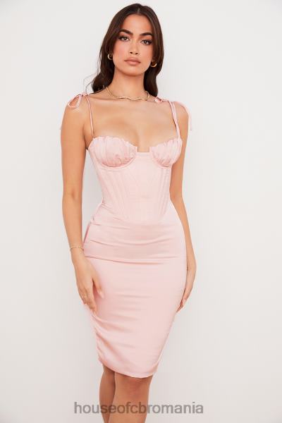 îmbrăcăminte House of CB rochie midi corset din satin roz alma blush X4F68546