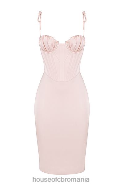 îmbrăcăminte House of CB rochie midi corset din satin roz alma blush X4F68546