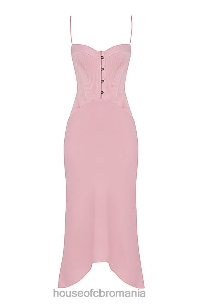 îmbrăcăminte House of CB rochie midi corset din satin roz rose imogen X4F68407