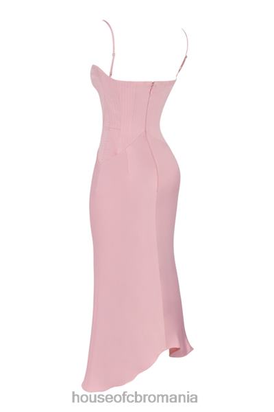 îmbrăcăminte House of CB rochie midi corset din satin roz rose imogen X4F68407