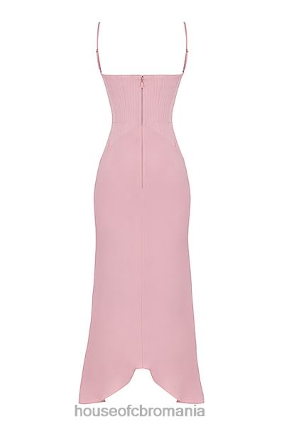 îmbrăcăminte House of CB rochie midi corset din satin roz rose imogen X4F68407