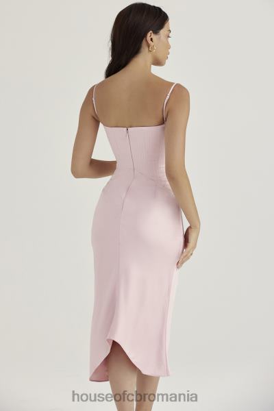 îmbrăcăminte House of CB rochie midi corset din satin roz rose imogen X4F68407