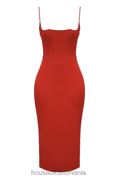 îmbrăcăminte House of CB rochie midi corset din satin stacojiu anais X4F68505