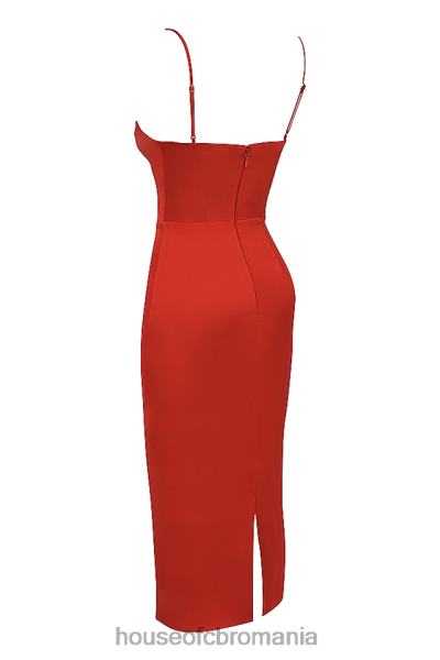 îmbrăcăminte House of CB rochie midi corset din satin stacojiu anais X4F68505