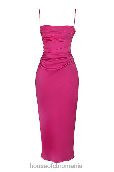 îmbrăcăminte House of CB rochie midi corset drapate roz aprins teia X4F68319