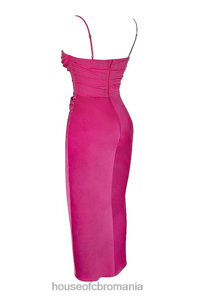 îmbrăcăminte House of CB rochie midi corset drapate roz aprins teia X4F68319