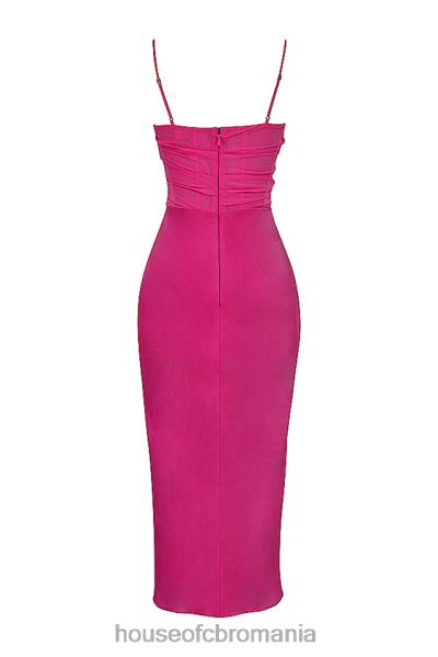 îmbrăcăminte House of CB rochie midi corset drapate roz aprins teia X4F68319