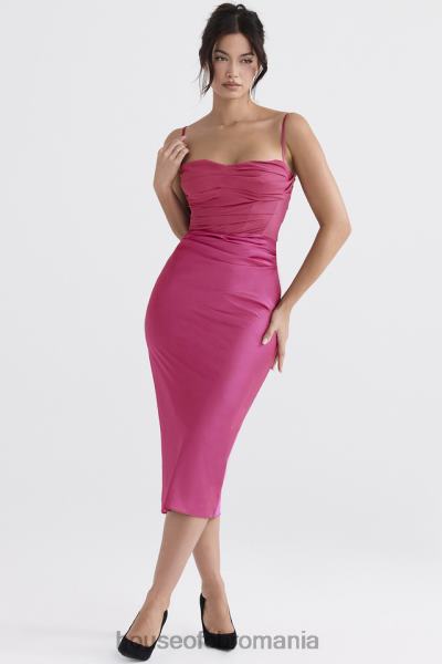 îmbrăcăminte House of CB rochie midi corset drapate roz aprins teia X4F68319