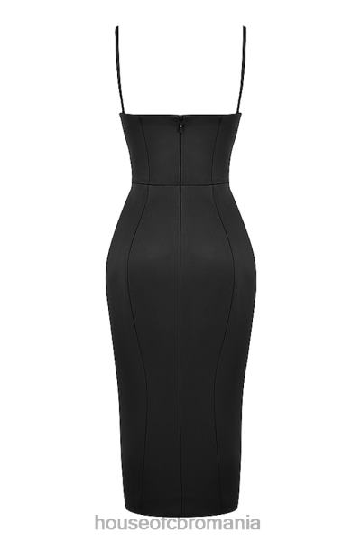 îmbrăcăminte House of CB rochie midi corset negru din satin casimira X4F68521