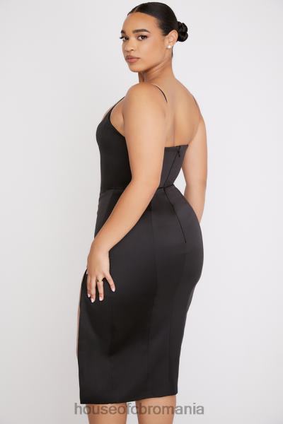 îmbrăcăminte House of CB rochie midi corset negru din satin casimira X4F68521