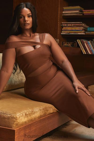 îmbrăcăminte House of CB rochie midi cu bandaj decupat aina tan X4F68598
