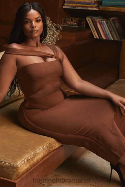 îmbrăcăminte House of CB rochie midi cu bandaj decupat aina tan X4F68598