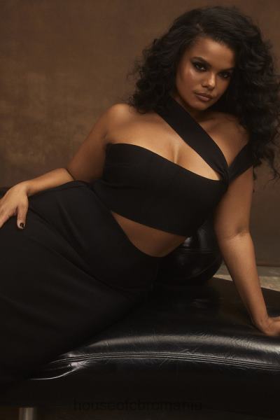 îmbrăcăminte House of CB rochie midi cu bandaj decupat negru aina X4F68593