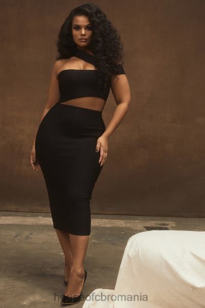 îmbrăcăminte House of CB rochie midi cu bandaj decupat negru aina X4F68593
