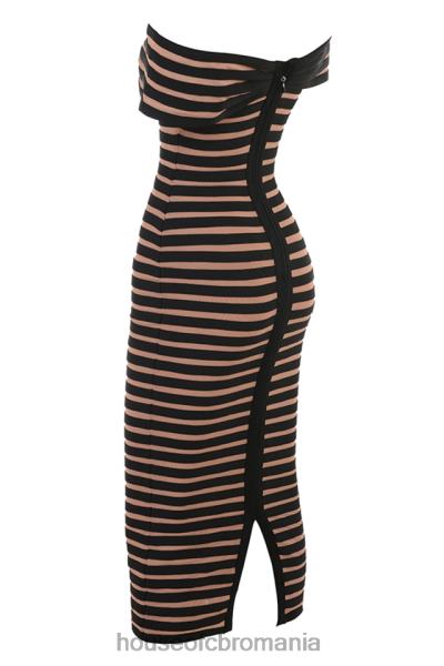 îmbrăcăminte House of CB rochie midi cu bandaj în dungi petra X4F68275