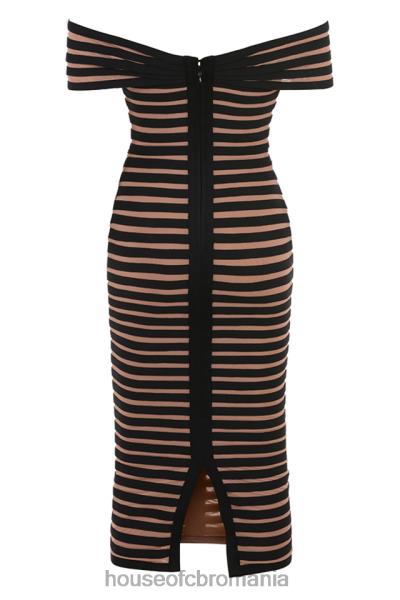 îmbrăcăminte House of CB rochie midi cu bandaj în dungi petra X4F68275