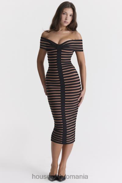îmbrăcăminte House of CB rochie midi cu bandaj în dungi petra X4F68275