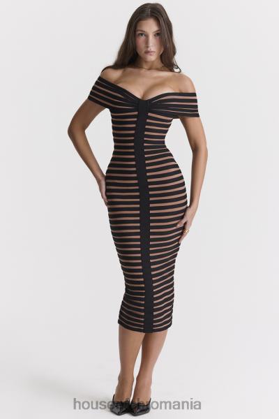 îmbrăcăminte House of CB rochie midi cu bandaj în dungi petra X4F68275
