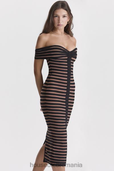 îmbrăcăminte House of CB rochie midi cu bandaj în dungi petra X4F68275