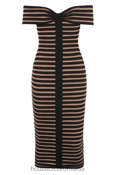 îmbrăcăminte House of CB rochie midi cu bandaj în dungi petra X4F68275
