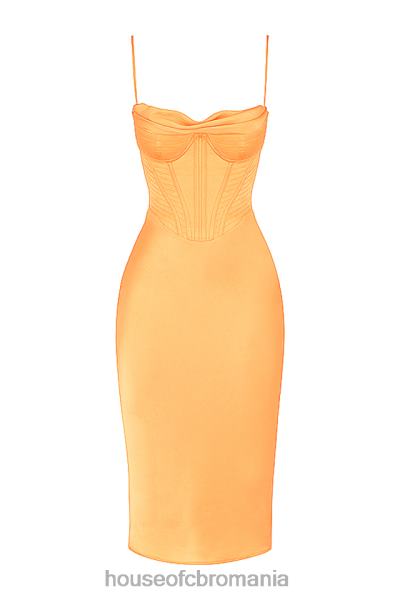 îmbrăcăminte House of CB rochie midi cu corset din satin myrna mandarine X4F68537