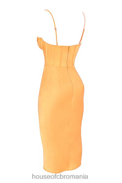 îmbrăcăminte House of CB rochie midi cu corset din satin myrna mandarine X4F68537