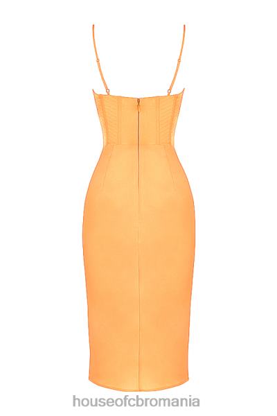 îmbrăcăminte House of CB rochie midi cu corset din satin myrna mandarine X4F68537