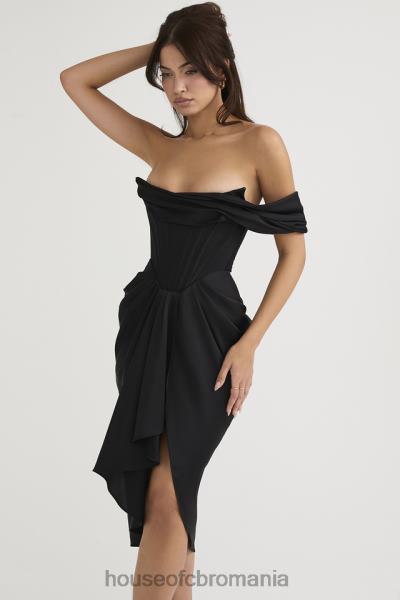 îmbrăcăminte House of CB rochie midi cu corset negru din satin janis X4F68477