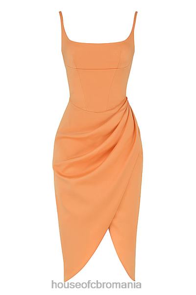 îmbrăcăminte House of CB rochie midi cu corset plisat satin bianca mandarina X4F68479
