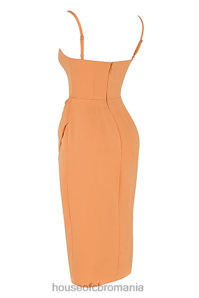 îmbrăcăminte House of CB rochie midi cu corset plisat satin bianca mandarina X4F68479