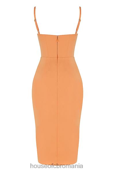 îmbrăcăminte House of CB rochie midi cu corset plisat satin bianca mandarina X4F68479