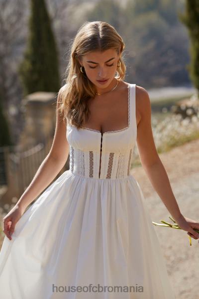 îmbrăcăminte House of CB rochie midi cu dantelă albă perle X4F68266