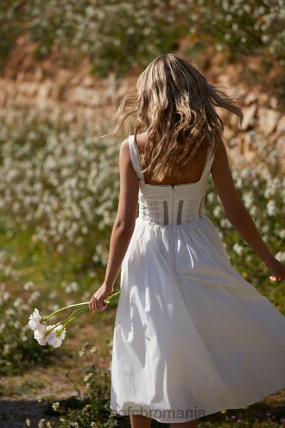 îmbrăcăminte House of CB rochie midi cu dantelă albă perle X4F68266