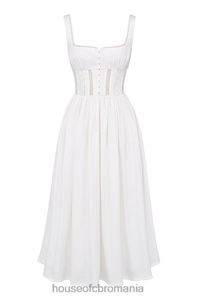 îmbrăcăminte House of CB rochie midi cu dantelă albă perle X4F68266