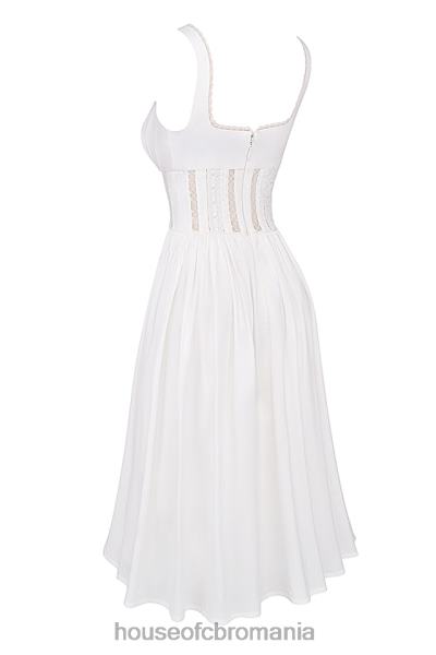 îmbrăcăminte House of CB rochie midi cu dantelă albă perle X4F68266