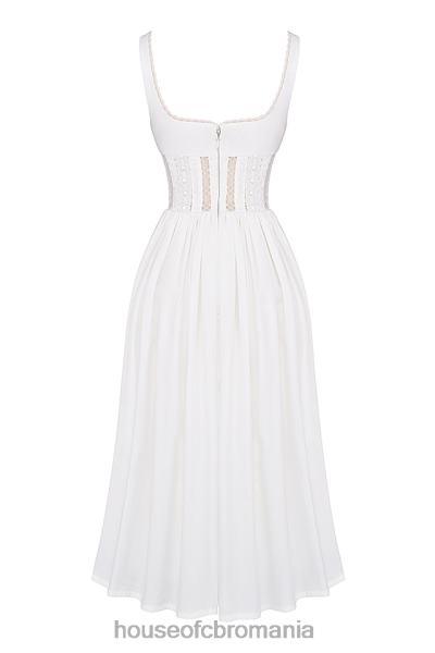 îmbrăcăminte House of CB rochie midi cu dantelă albă perle X4F68266